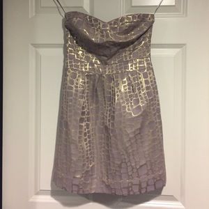 Strapless lavender and gold dress