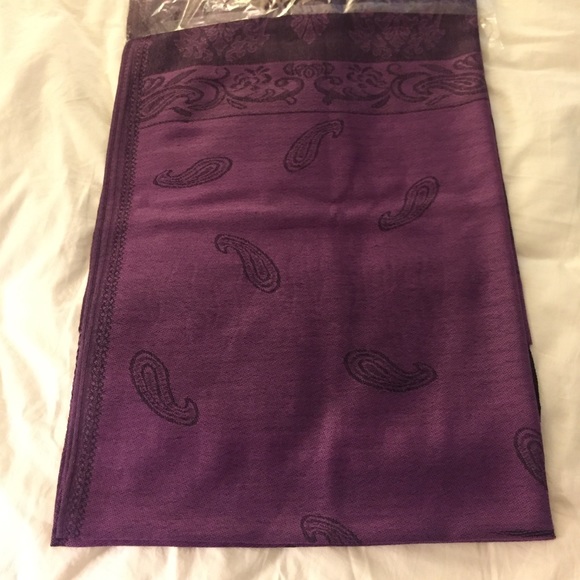 Purple and black Pashmina and Silk Scarf