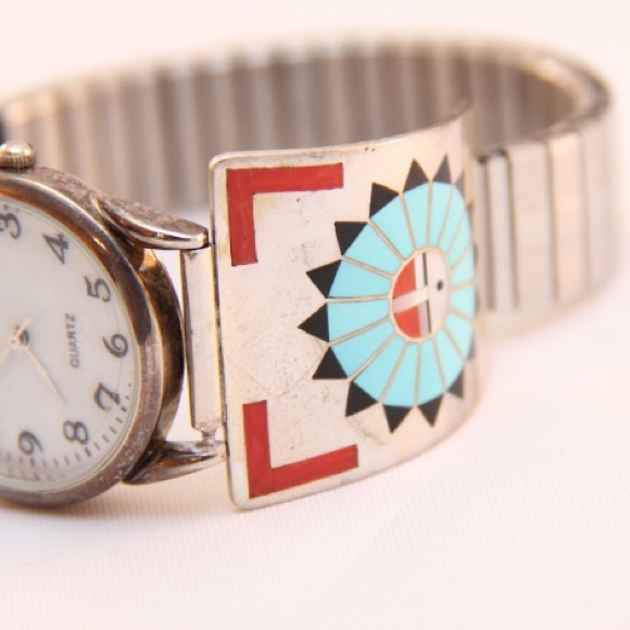 F.L.Natachu Sun Face Zuni Inlaid Set - Picture 2 of 4