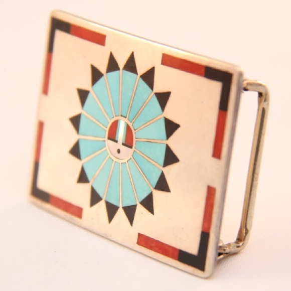 F.L.Natachu Sun Face Zuni Inlaid Set - Picture 3 of 4