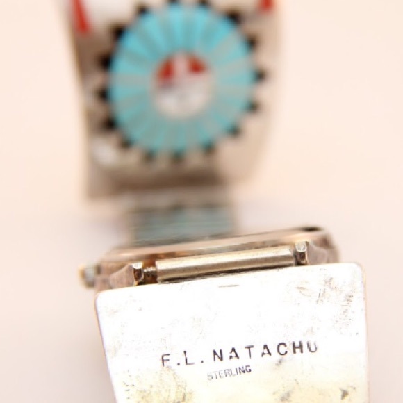 F.L.Natachu Sun Face Zuni Inlaid Set - Picture 4 of 4