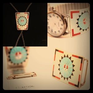 F.L.Natachu Sun Face Zuni Inlaid Set