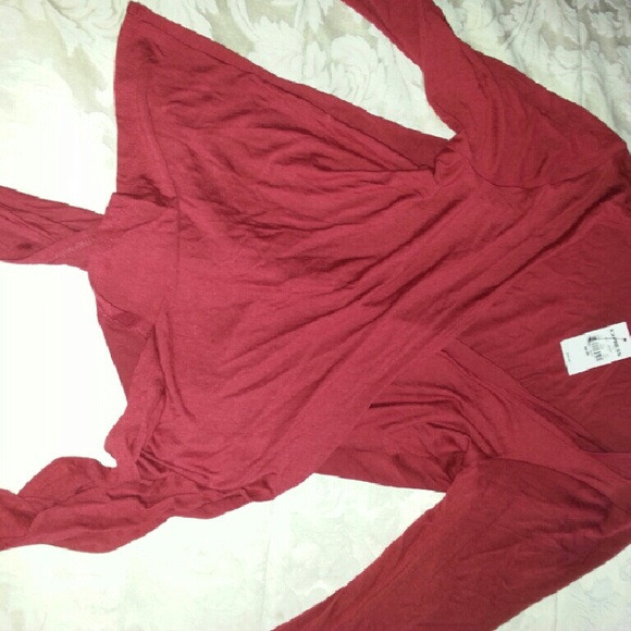 Wrap-around maroon shirt