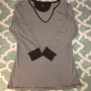 Gap 3/4 Sleeve Striped Brown shirt 👚 XL