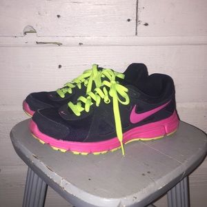 Navy and neon sneakers