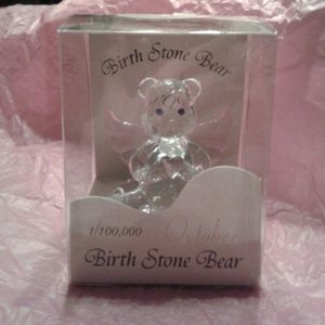 October Birthstone Glass  Bear Angel Decoration