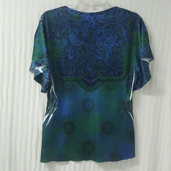Women's Peacock Print Top - Picture 2 of 2