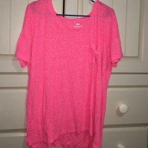 Neon pink boyfriend style pocket tee