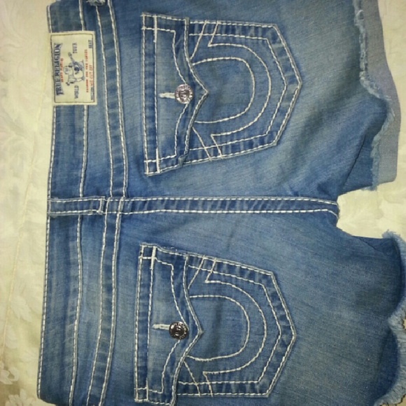 True Religion light denim shorts