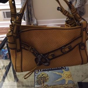 Francesco biasia yellow summer leather tote bag