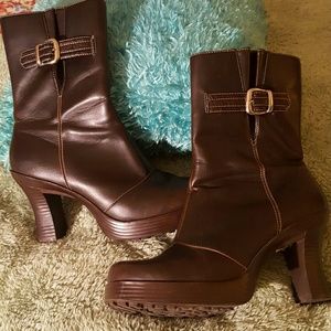 LEI DARK BROWN LEATHER BOOTS 8