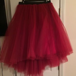 A Gorgeous Deep Red Society + Tulle Hi-Lo Skirt