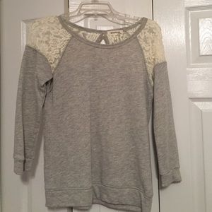 Gray Shirt with Lace shoulders