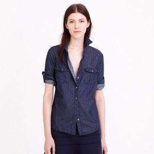 Jcrew navy Keeper chambray shirt in dark rinse