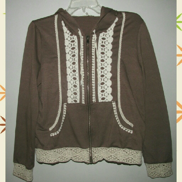 ModCloth Brown Crochet Hoodie