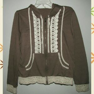 ModCloth Brown Crochet Hoodie