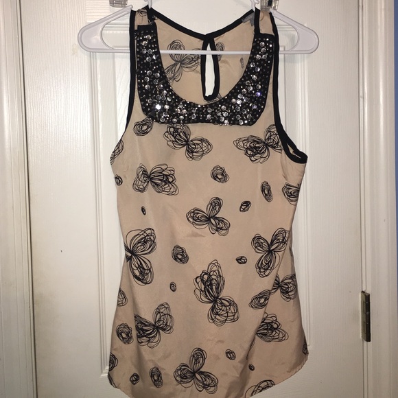 Rhinestone collar chiffon top
