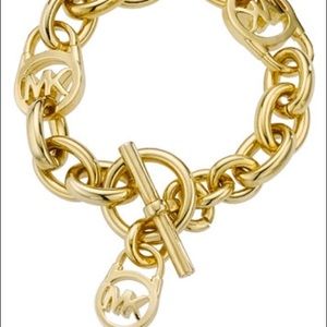 Micheal Kors Goldtone Logo Lock Toggle Bracelet