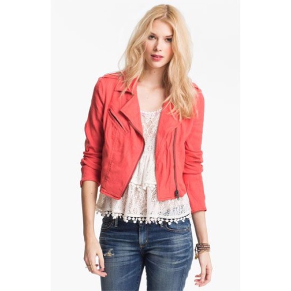 Free People Lovely in Linen Moto Jacket