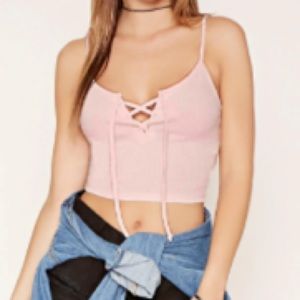 Pink Lace-up Cami