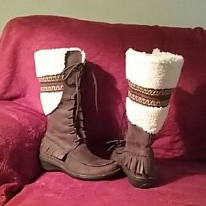 "Last Chance"UGG brown fringe with fur boots.