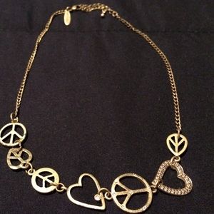 Rustic peace sign and heart necklace