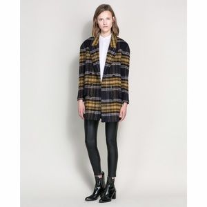 Blue and yellow plaid Zara coat