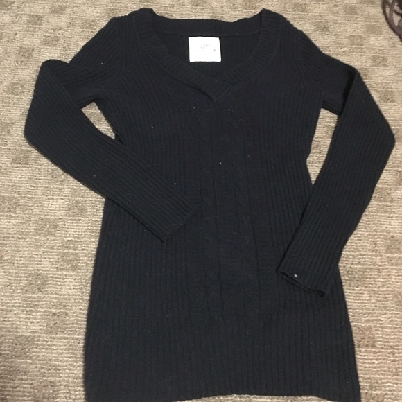 So brand black cable knit long sweater