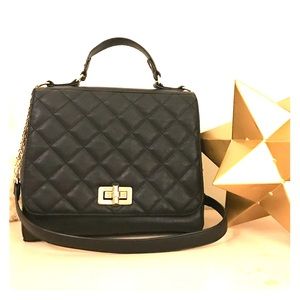 Quilted black faux leather purse