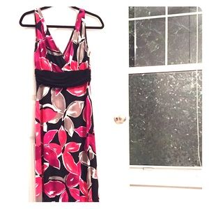 London Times maxi dress sz 10 pink burgundy black