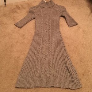 Gray knit fitted winter dress