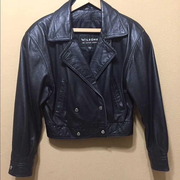 Wilsons Black Leather hipster motorcycle Jacket