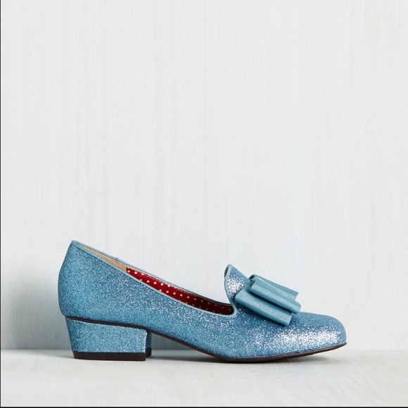 💖BLACK FRIDAY Blue Glitter Loafers with Bows - Picture 2 of 4