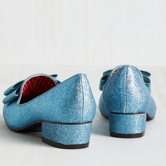 💖BLACK FRIDAY Blue Glitter Loafers with Bows - Picture 3 of 4