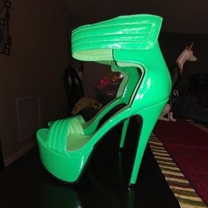 Neon Green Platform Heels