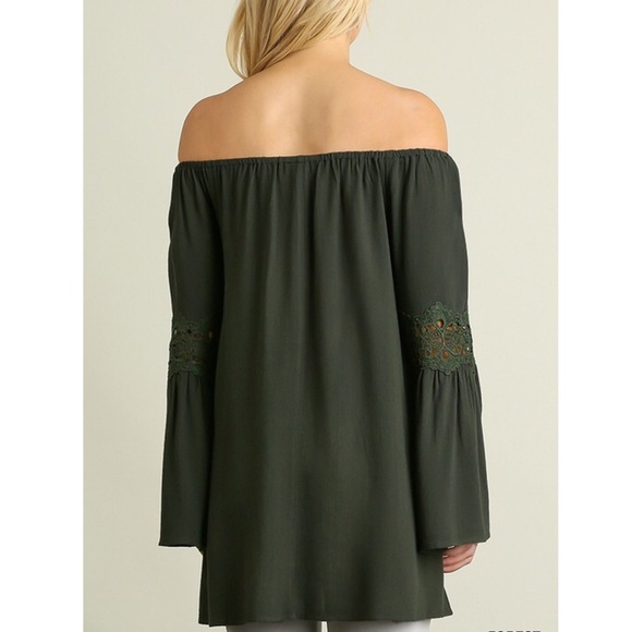 🆕SOPHIA off shoulder bell sleeve tunic - GREEN - Picture 2 of 2