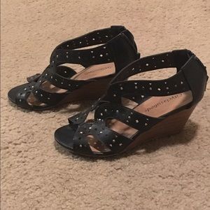 Black wedge sandals