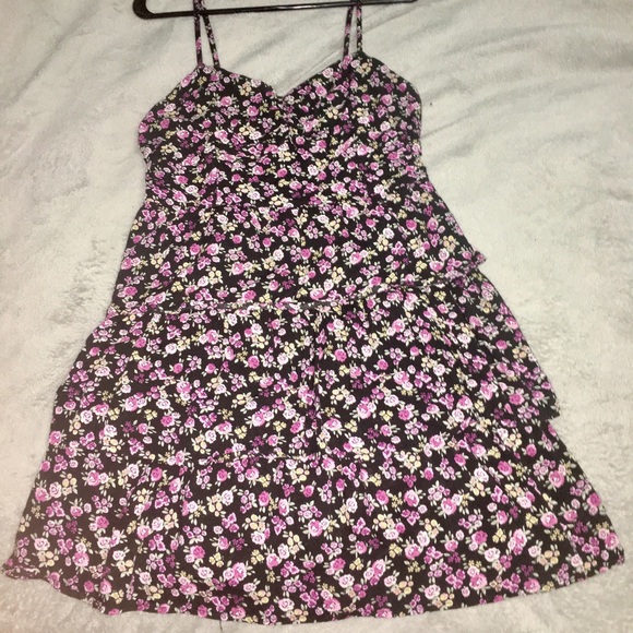 Pink Purple, and Black Ruffled Dress