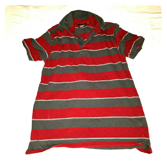 Cool gray-red striped Polo
