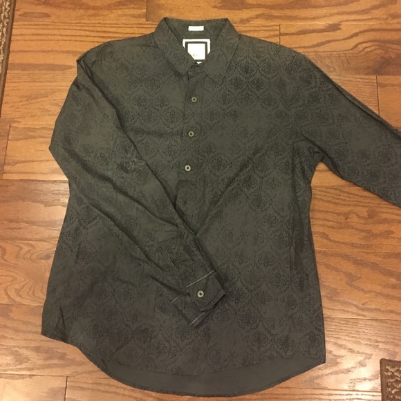 BKE men's Large slim fit gray & black dress shirt