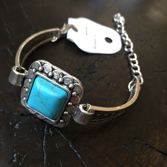 Silver & Turquoise Bangle Bracelet - Picture 2 of 3