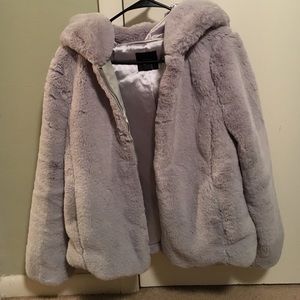 Forever 21 Grey Faux Fur Coat