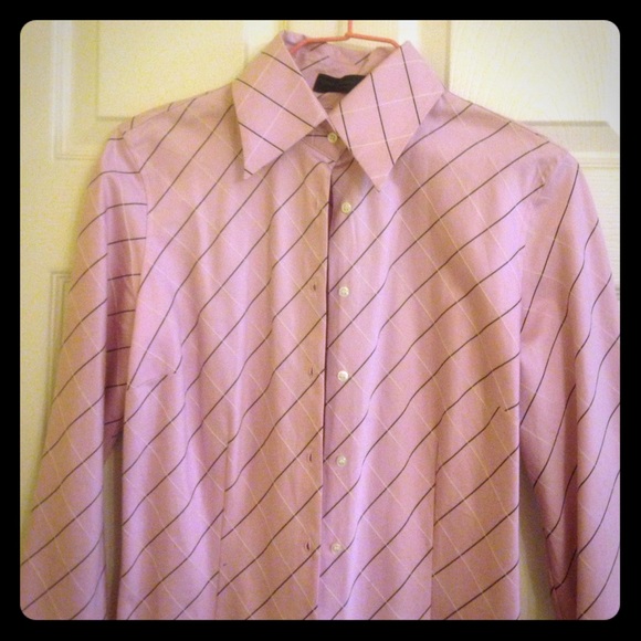 Express pink pin stripe button down dress shirt 4