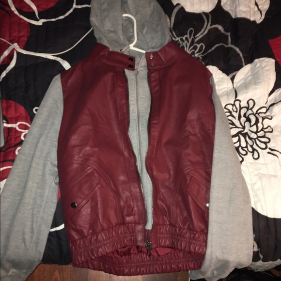 Faux leather motorcycle/trucker jacket
