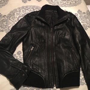 Zara Black Faux Leather Bomber Jacket