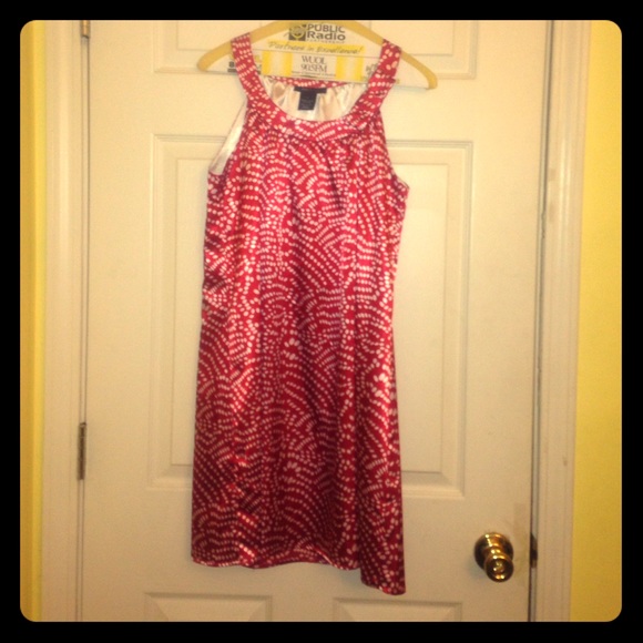 BCBG red and white satin dress.  Sz sm