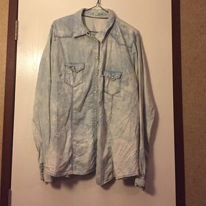 Faded denim long sleeve button up