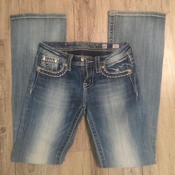 Girls Miss Me Jeans with Blue Bling Accents