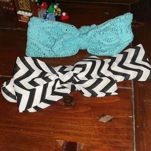 Turquoise and Chevron headbands with bow