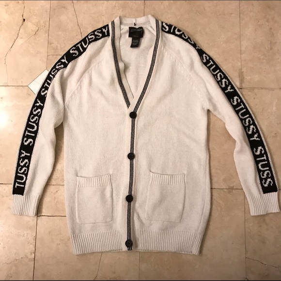 White Stussy Cardigan